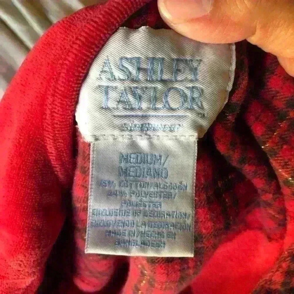 90S ASHLEY TAYLOR RED VELOUR PJ TOP SCOTTISH TERRIER WOMEN MEDIUM - Picture 5 of 5